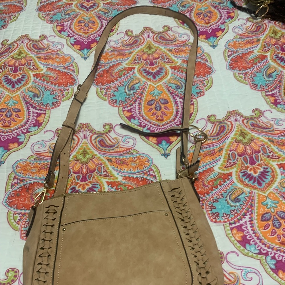 Brown suede crossbody